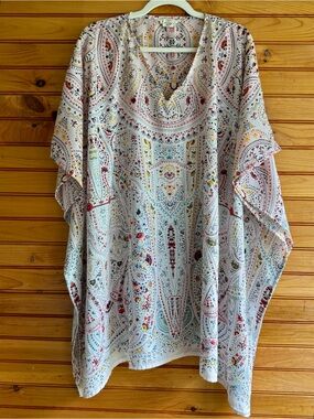 Gypsie Blu Boho Paisley Swim Cover Up One Size Oversized Beach Kaftan Kimono